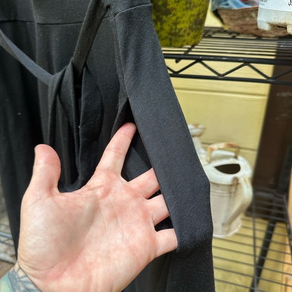 NWT MANYDRESS Black A-Line Midi Wrap Dress with Tie Front Size M - Picture 6 of 7